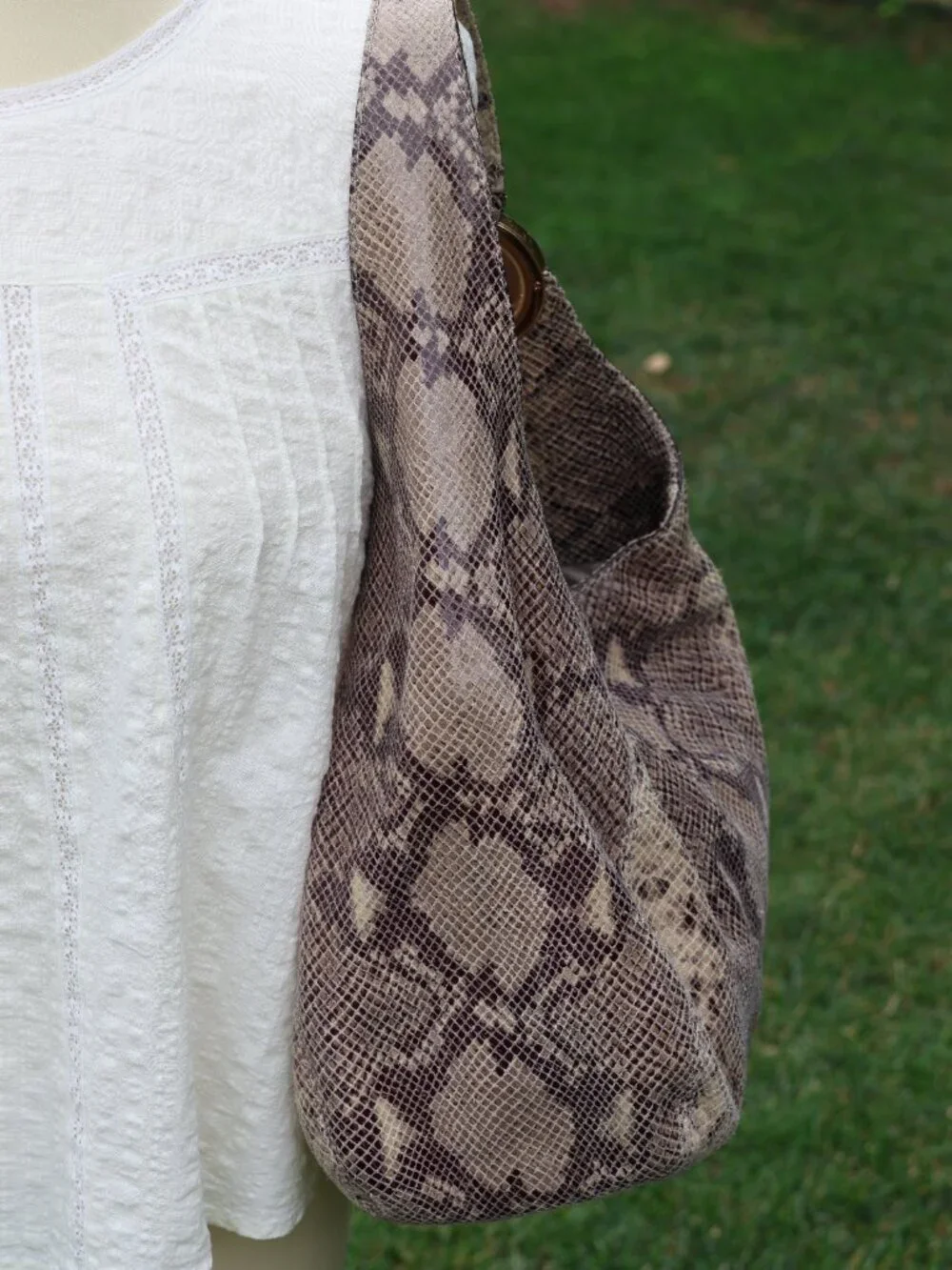 Michael Kors Brown, Tan & Gray Python-Print Hobo Bag